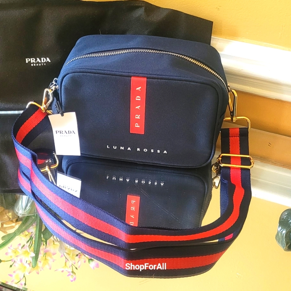 Prada Luna Rossa Black & Red pouch Travel bag Toiletry Dopp Kit Shavin… - Picture 15 of 16